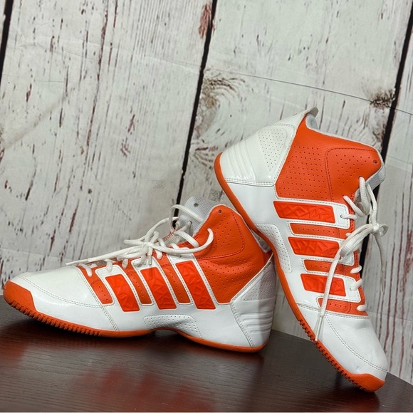 Adidas Orange and White Men’s Basketball Hi-top Sneakers with Breathable Mesh 10 - Picture 7 of 16